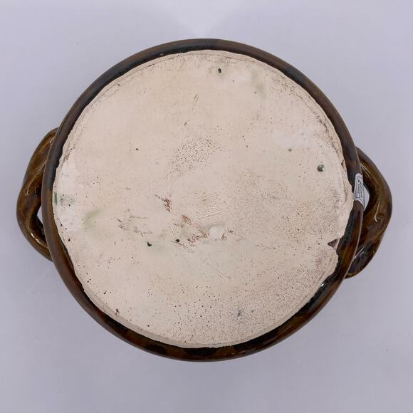 Handmade Bear Pottery Serving Bowl Dish with Lid Brown Drip Highland Wisconsin - Picture 12 of 16